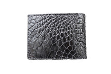 Money Clip Genuine Crocodile Skin Leather Bifold Men's Wallet Real Black  S51