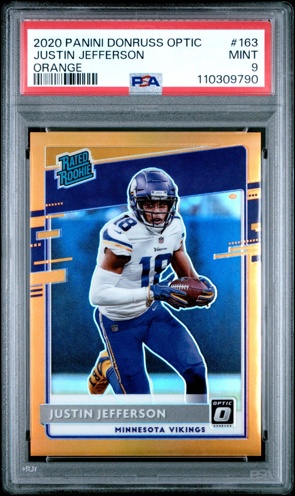 2020 Donruss Optic Justin Jefferson #163 Orange Short Print 30/199 Rookie PSA 9