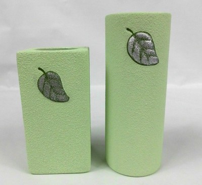 Partylite Meadow Breeze Duet P7441 Green Leaf Tealight Candle Holders with Box