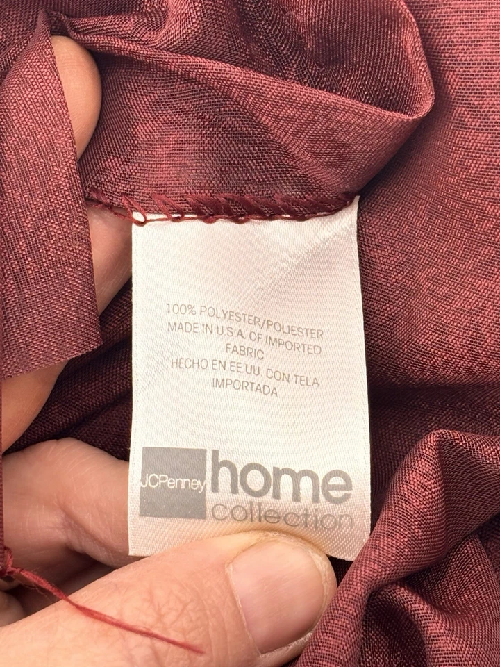Large Curtain Panel Tuscan Red JC Penny 58” x 215” - Image 2 of 4
