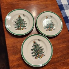 Set of 3 Spode Christmas Tree Bread and Butter Plates 6-3/8  Lot Made in England