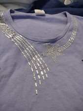 Vintage Anvil Purple Bedazzled Top Single Stitch Large Casual Shooting Star