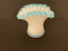VINTAGE FENTON MINIATURE AQUA CREST VASE/TOOTHPICK HOLDER
