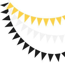 49ft Pennant Banner Flags Felt Fabric Pennant Flags String Black/Yellow