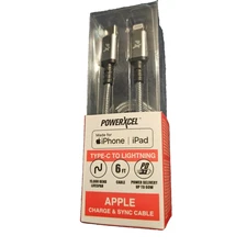 POWERXCEL PD TYPE-C TO APPLE CHARGE/SYNC CABLE GRAY FOR IPHONE  - 6 FEET LON