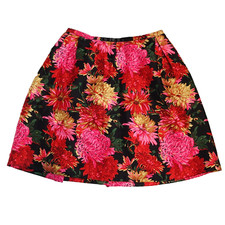 Talbots 100 Silk Multicolor Floral Pleated A-Line Skirt Size 10 pink red