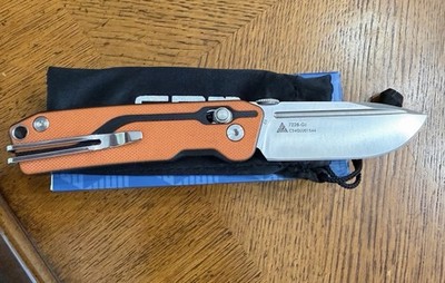 SRM 7228-GJ Mini Rubik Pocketknife Orange G10 Handle D2 Drop Point Blade 