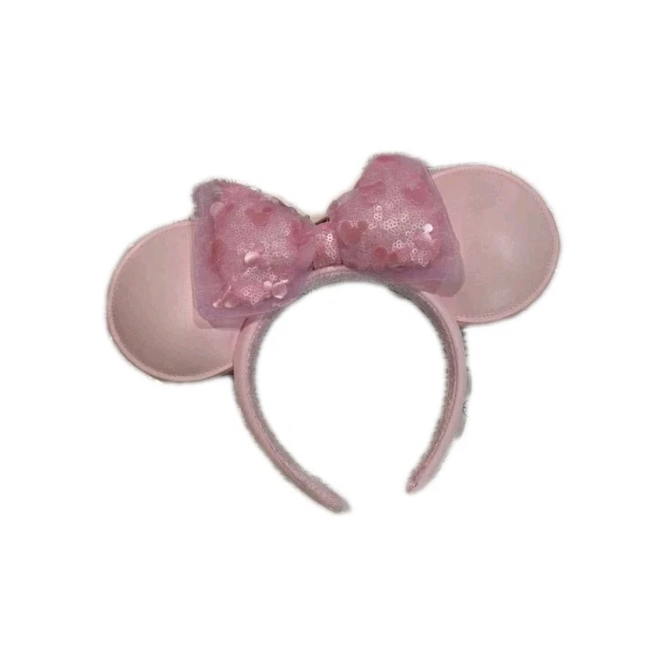 Diadema 2025 Disney Parks ROSA imitación cuero icono de Minnie Mouse lentejuelas lazo orejas Foto 3 de 3