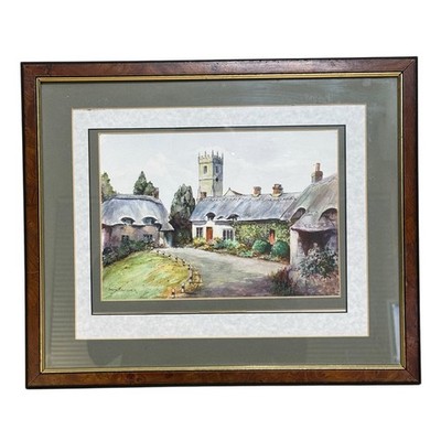 Jean S. Branch Original Watercolor ''Chilham, Kent'' Framed UK Signed Cottage