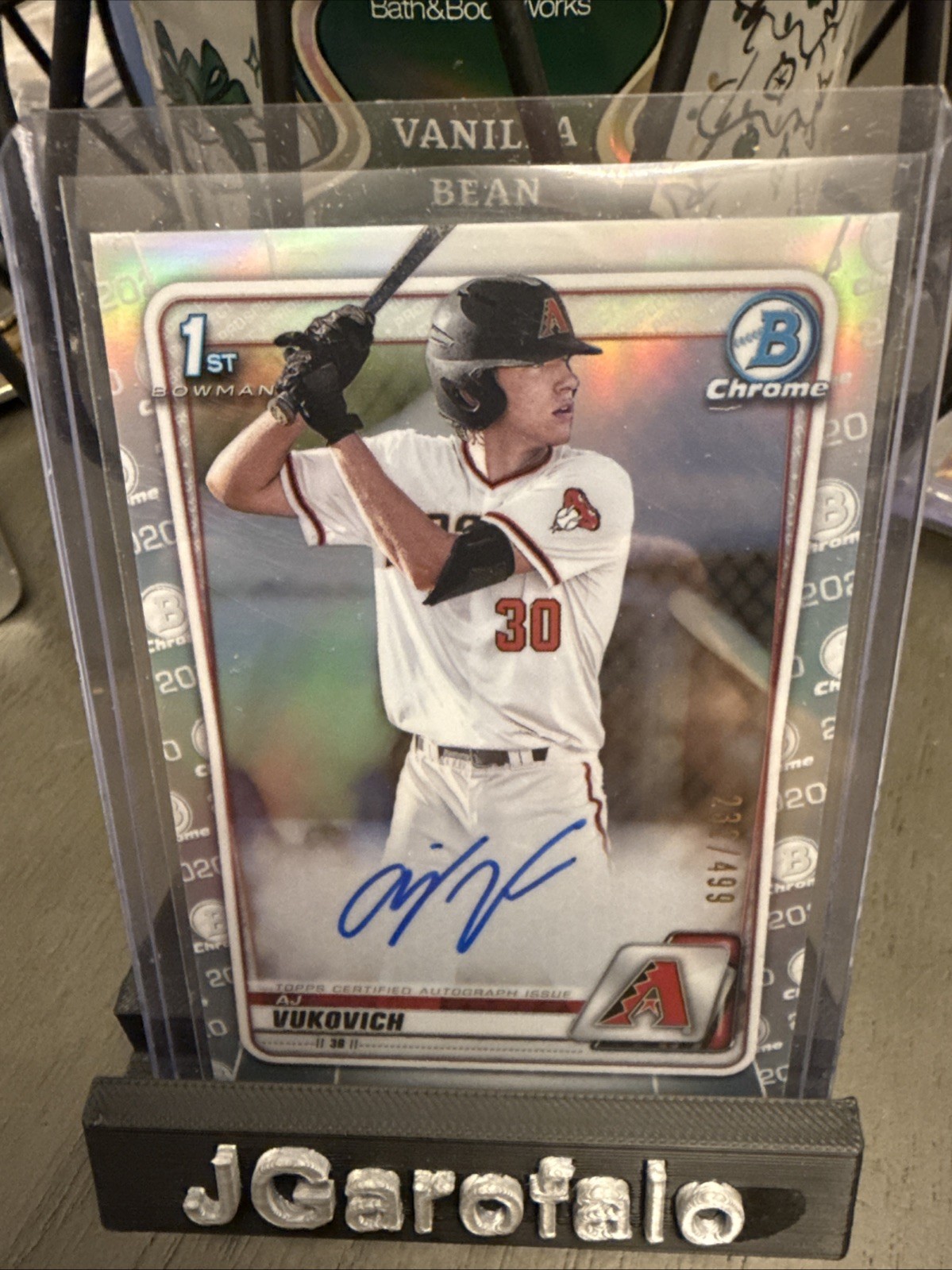 2020 Bowman Chrome Draft AJ Vukovich Auto #CDA-AV 1st Bowman /499 refractor