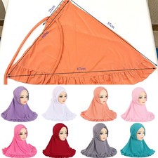 Girls Hijab Head Scarf Crinkled Muslim Shawls Turban Caps for 3-6 Years Old Kids