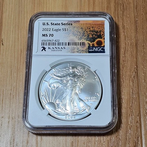 2022 American Silver Eagle $1 NGC MS70 U.S State Series Kansas