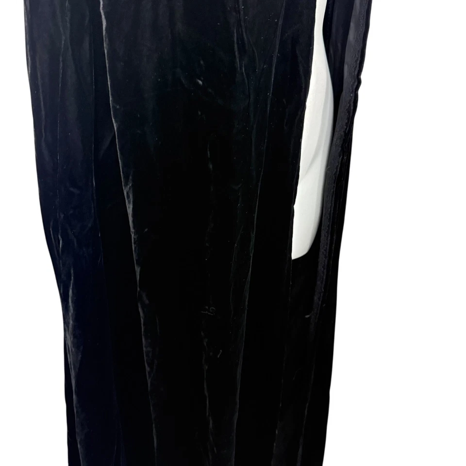 Capa con Capucha Nadine Vintage Terciopelo Hecha en EE. UU. Larga Capricho Plisado Volantes O/S Foto 3 de 4