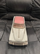 Vintage Pink  White 1950's Buick Sedan Tin Toy Friction Car Coupe Two Doors