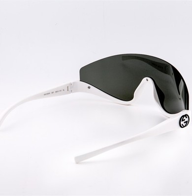 GUCCI 1650 White Black Sport Wrap Shield Gg1650S Unisex Rimless