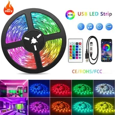 LED Strip Lights 1-10m RGB 5050 Colour Changing Tape Cabinet Kitchen TV Lighting