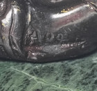 Vintage Bronze Figurine of a boy with a bird on a green marble base — photo 8