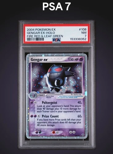 Gengar EX 108/112 FireRed LeafGreen Holo - PSA 7 - Fart Swirl - Freshly Graded!