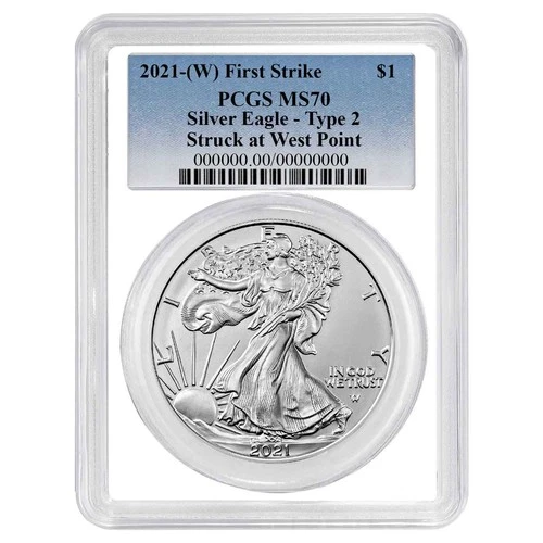 2021 (W) $1 Type 2 American Silver Eagle PCGS MS70 FS Blue Label White Frame