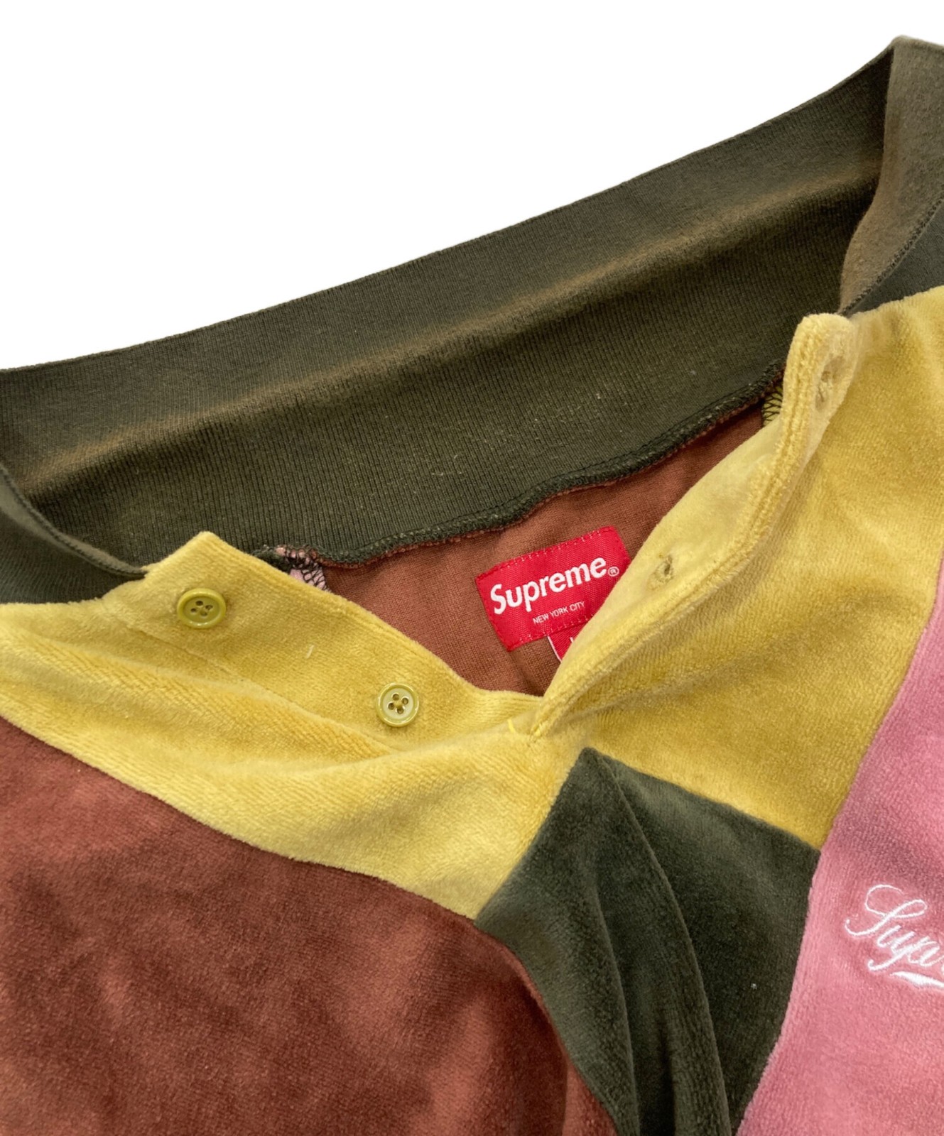 SUPREME patchwork velour polo Size: L Multicolor Men thumbnail 3