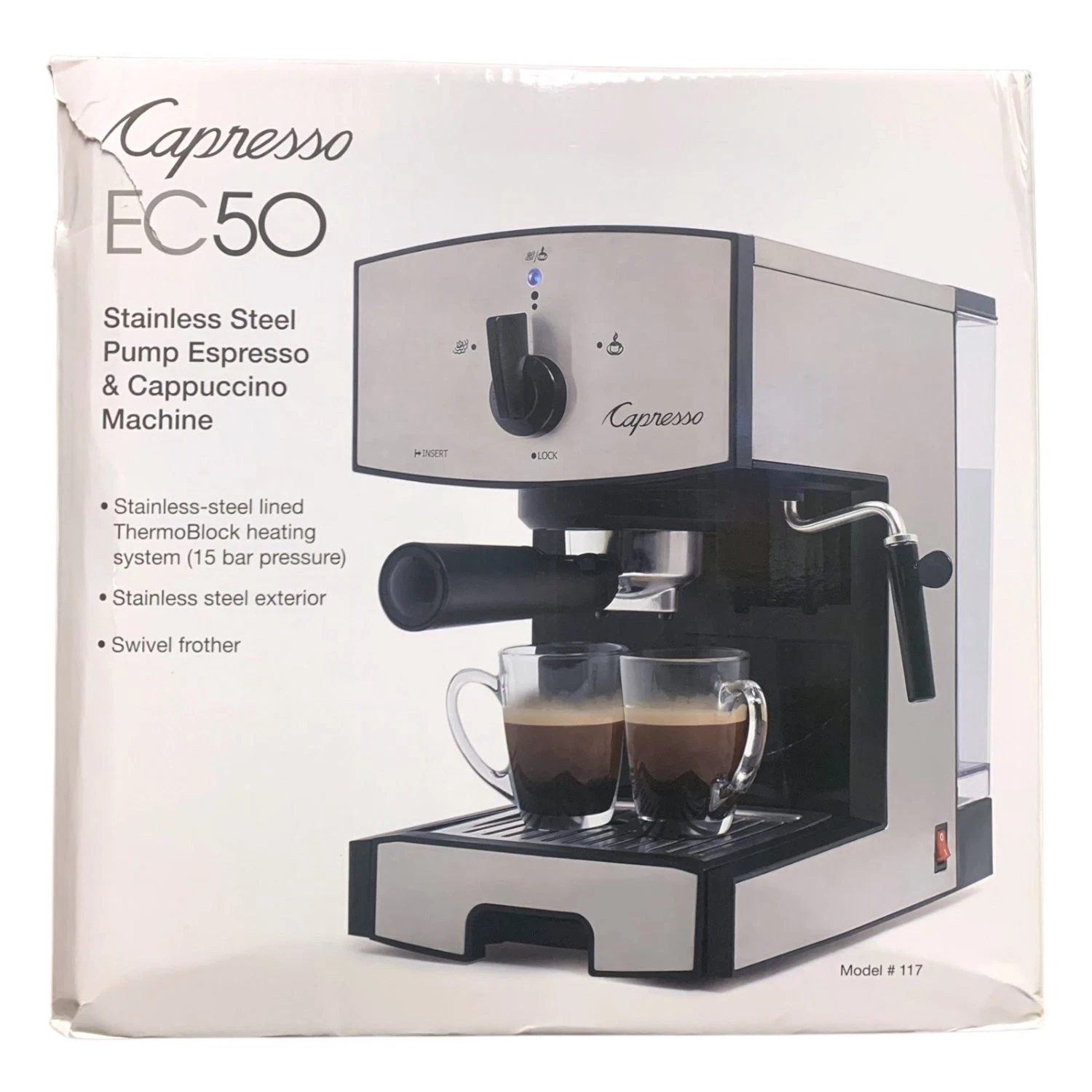 Capresso Stainless Steel Pump Espresso and Cappuccino Machine EC50, Model 117.05