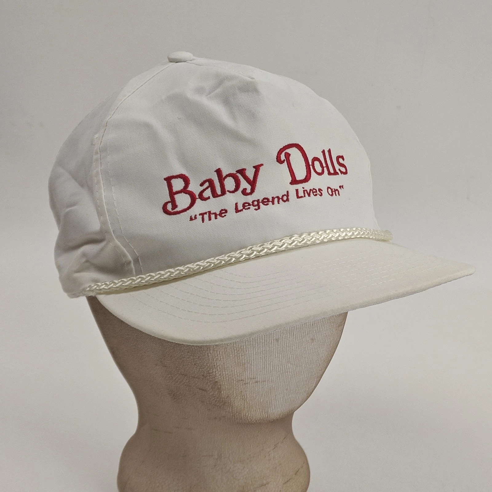 VINTAGE Baby Dolls Dallas Strip Club Strapback Cap Mens White Hat
