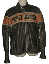 Harley Davidson Gray Distressed Leather Jacke...