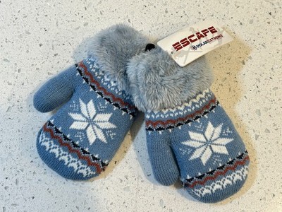 NWT Childs Kids Toddlers Knit & Faux Fur Lined Mittens -  Escape Polar Extreme