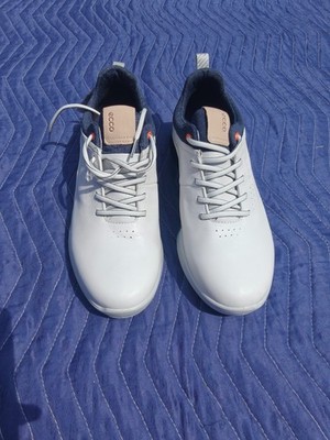 ECCO Golf S-Three Men's Spikeless Golf Shoes White/Navy Size EU 42 US 8-8.5 New