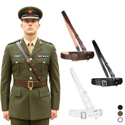 Premuim Original Sam Browne Ledergürtel Militärparade Zeremonie Uniform Kleid