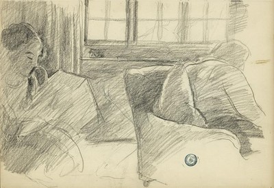 Frank Griffith (1889-1979) Graphitzeichnung - Studie mit zwei Figuren