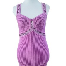 GUESS By Marciano Womens Crochet Tape Sweater Dress Pencil Size M Pink