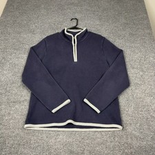 LL Bean Pullover Mens M Navy Quarter Zip Cotton Mock Neck Classic Knit