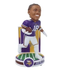 Justin Jefferson 2025 Banner Series NFL FOCO Bobblehead - Minnesota Vikings NIB!