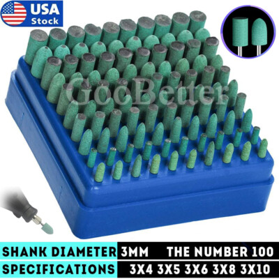 100Pcs Rubber Polishing Points Bit Grinding Head Power Rotary Tool For Dremel