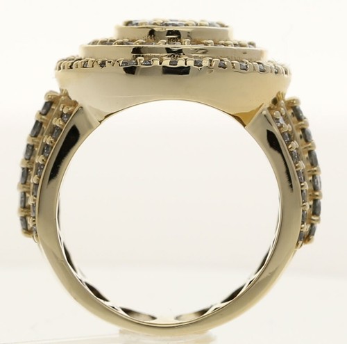 2.40CT Diamond Encrusted Triple Halo Ring 14K Yellow Gold Size 5 1/2 - Picture 6 of 8