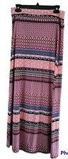 Womens Skirt Maxi Pull On Stretch Waist M Bohemian Geometric BOHO fairy Comfort