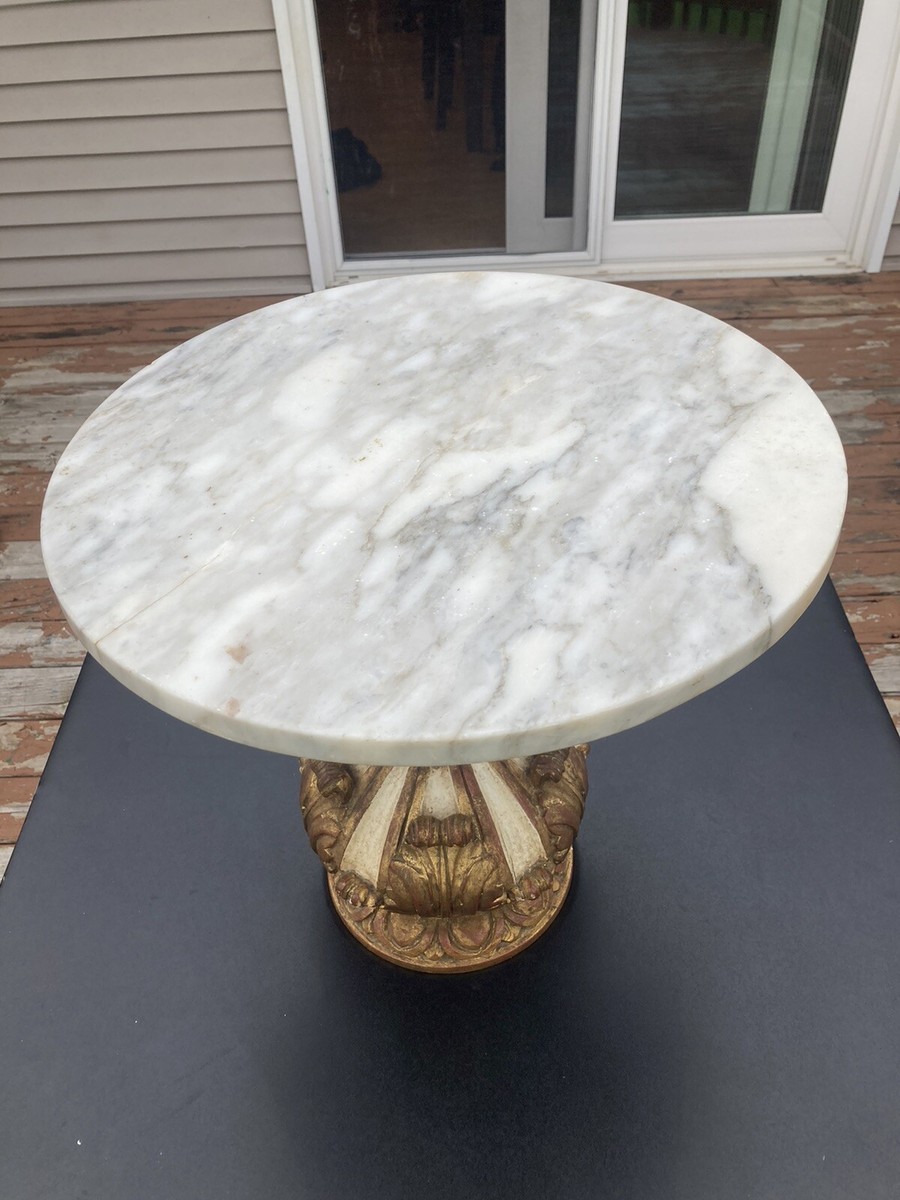 Palladio Antique Italian Side Table Round Marble Top Handmade In