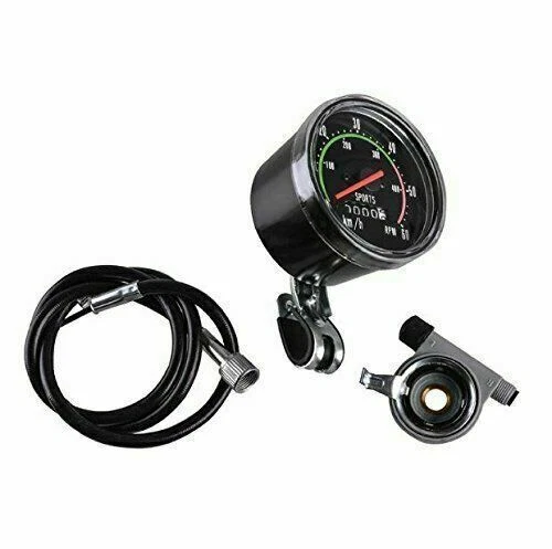 Black Classic Resettable Analog Speedometer Odometer Bike Bicycle