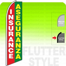 INSURANCE ASEGURANZA Swooper Flag Feather Banner Sign 11.5' FLUTTER Style rgb