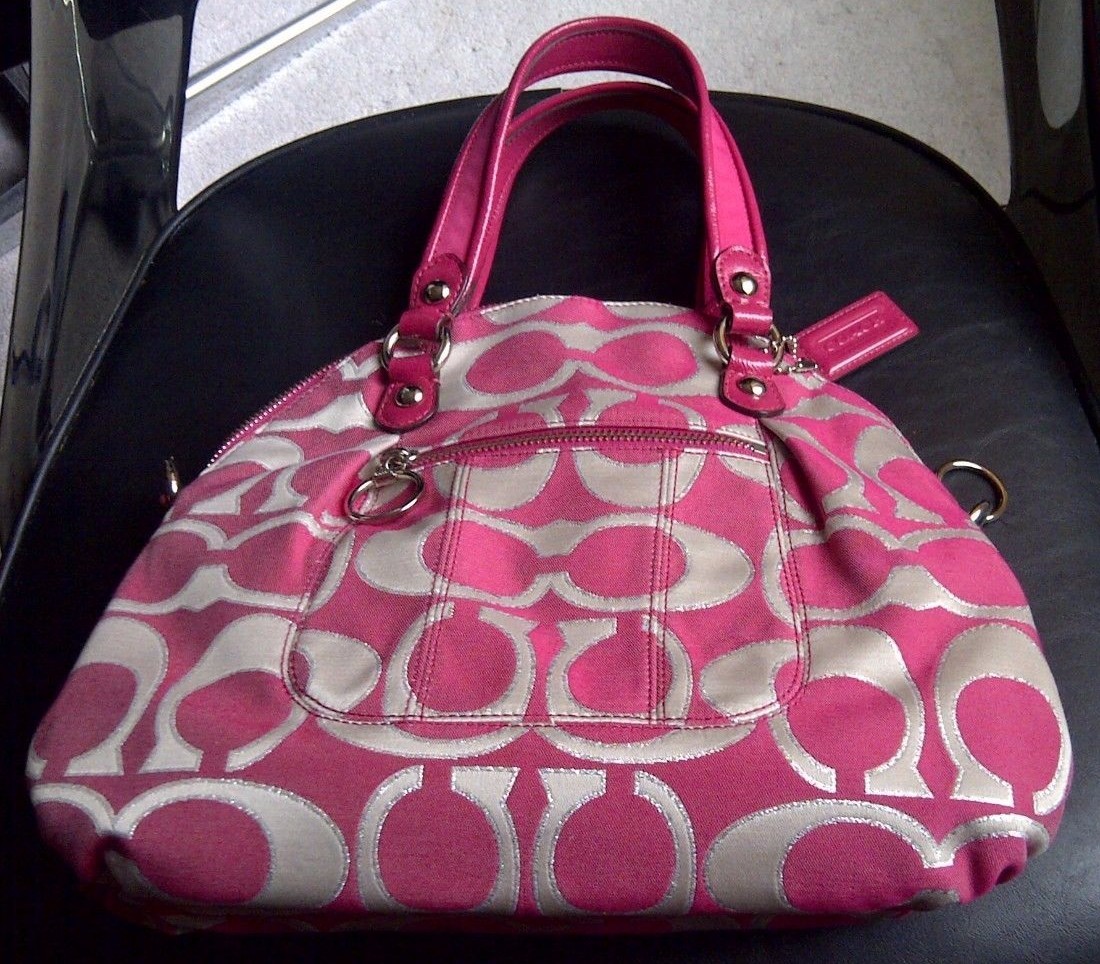 AUTHENTIC COACH POPPY SIGNATURE LUREX C OUTLINE SATCHEL BAG