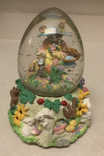Easter Bunny Rabbit Musical Snow Globe 