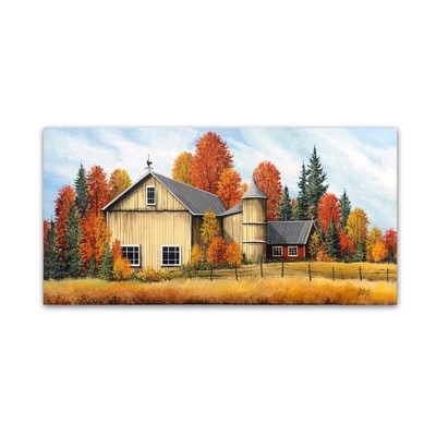 Yellow Barn Fall by Debbi Wetzel, 16x32-Inch Canvas Wall Art 16 in x 32 in