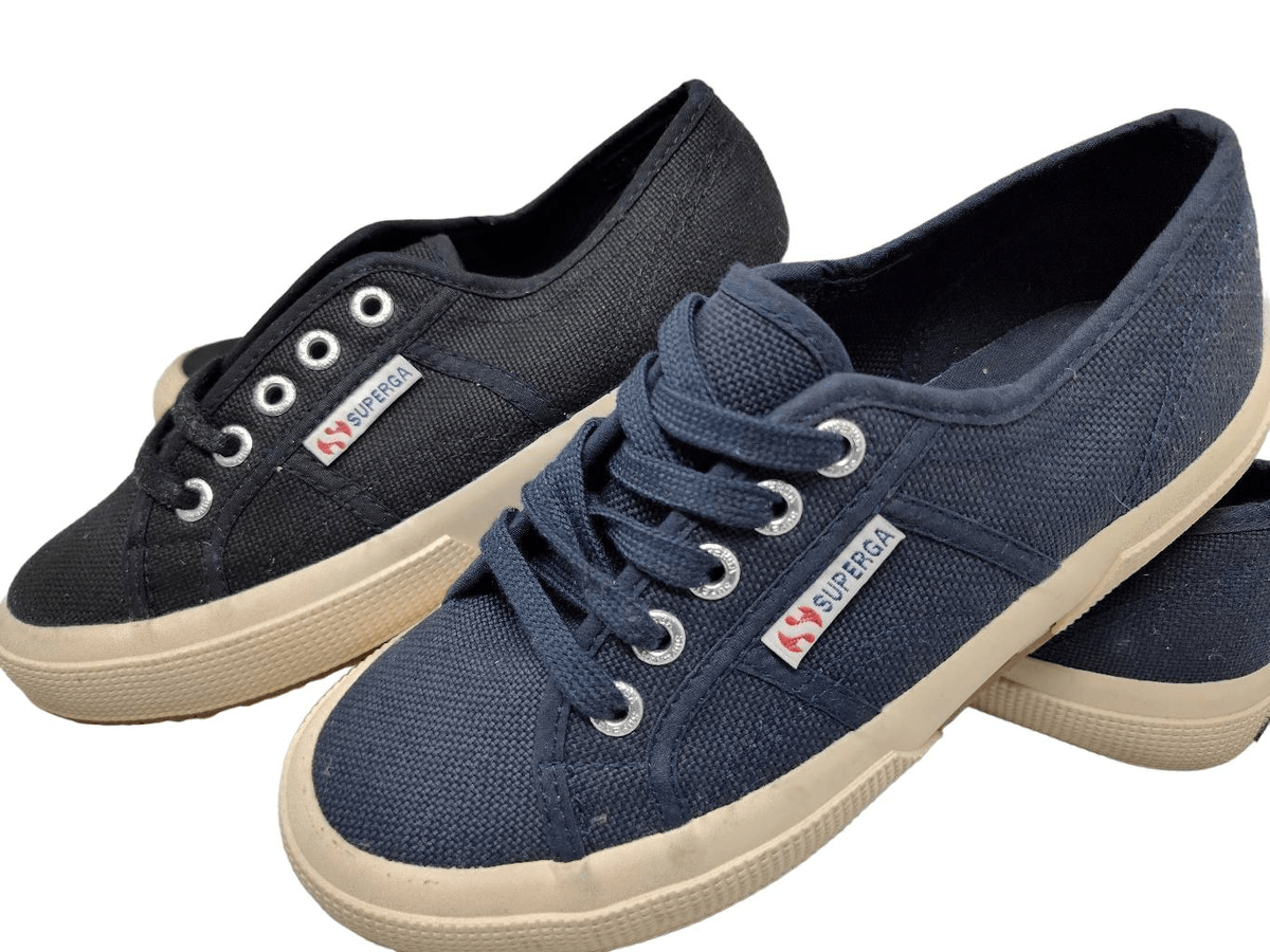 TWO PAIRS! SUPERGA 2750 COTU CLASSIC NAVY BLACK UNISEX USAM