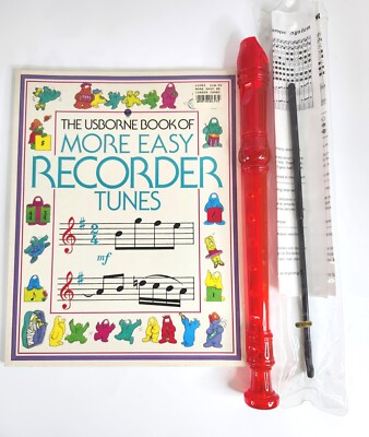 Recorder Red Plastic Baroque System Soprano Usborne Music Book Included 