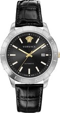 Versace VE2D00221 Univers Automatic silver black Leather Men's Watch NEW