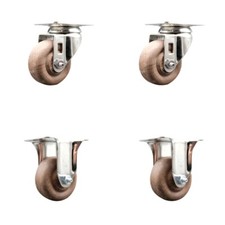 3 Inch 316SS High Temp Glass Filled Nylon Swivel Top Plate Caster Set 2 Rigid