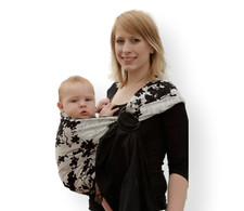 Rockin' Baby "Beautiful Day" Infant Pouch Sling Black  White 4 Positions NOS