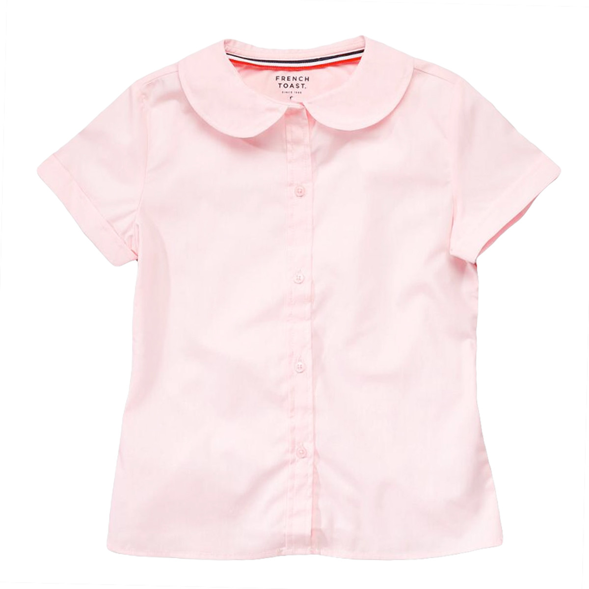 トップス muni Girls Pink Blouse E9320 Peter Pan Collar Short Sleeve French