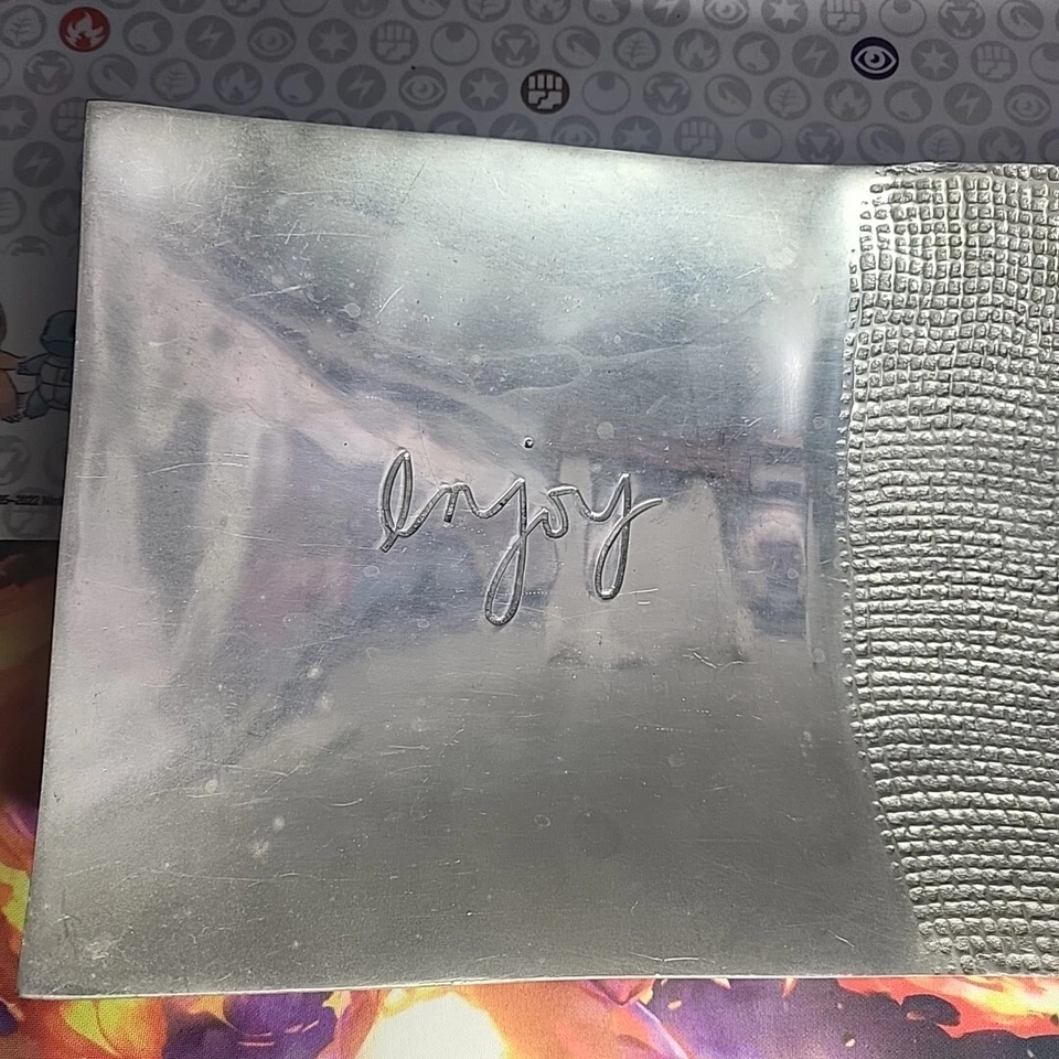 RARO Sandra Magsamen Para Silvestri "Disfruta" Plateado Peltre Plato Cuadrado 15" Foto 2 de 4